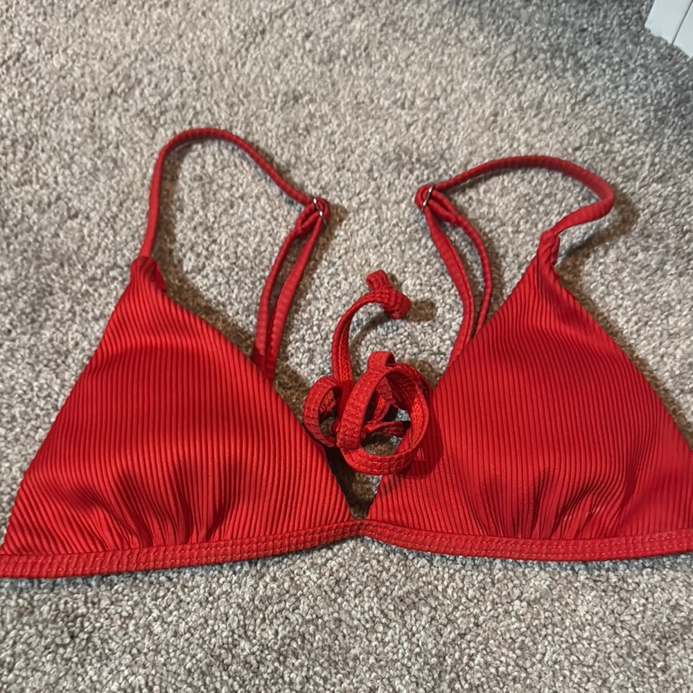 Red Triangle Bikini Top
